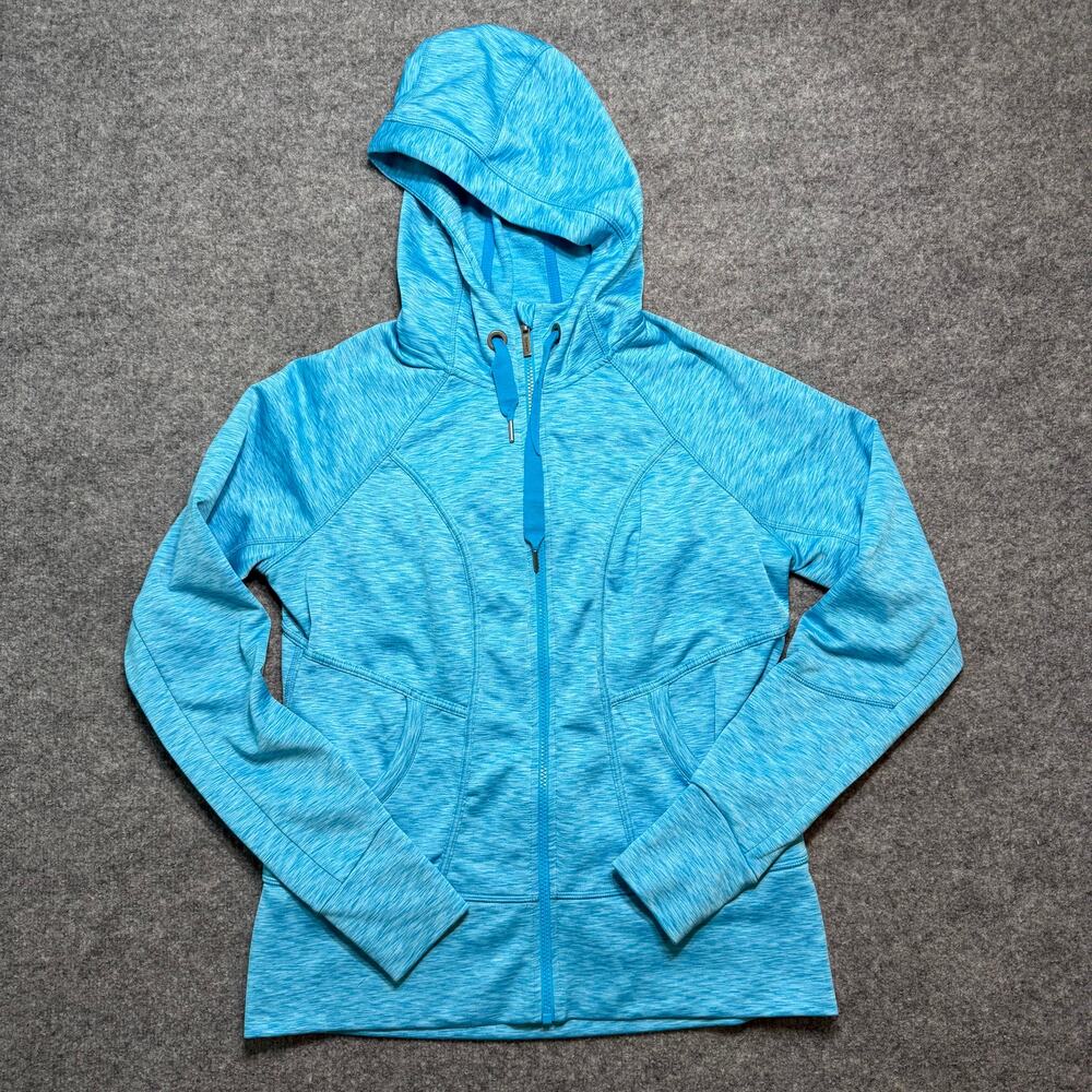 Athleta Women’s Turquoise Blue Space Dye Strength Hoodie Full Zip Size Large